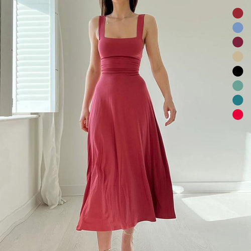 Neues Midikleid mit dicken Trägern für Damen