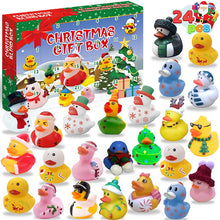 Laden Sie das Bild in den Galerie-Viewer, 24 Stück Countdown-Adventskalender mit Weihnachts-Gummienten