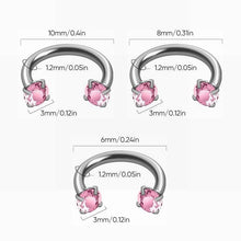 Laden Sie das Bild in den Galerie-Viewer, Hufeisenring mit Zirkonia und Gewindestäben für Piercings