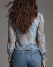 Laden Sie das Bild in den Galerie-Viewer, Retro-Bluse mit halbem Reißverschluss und Rüschen