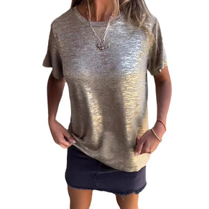 Kurzärmliges T-Shirt mit Goldfolie