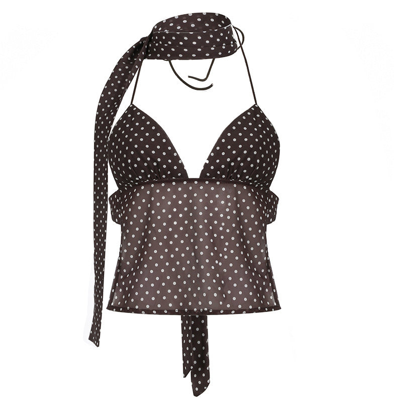 Sexy Neckholder-Weste aus Chiffon mit V-Ausschnitt