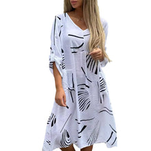 Laden Sie das Bild in den Galerie-Viewer, Kleid mit V-Ausschnitt aus Baumwolle und Leinen