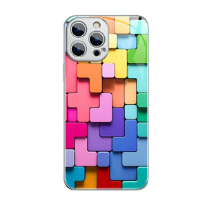 3D-Glashülle mit quadratischem Muster für iPhone