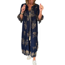 Laden Sie das Bild in den Galerie-Viewer, Lässiges Vintage-Kleid mit V-Ausschnitt