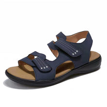 Laden Sie das Bild in den Galerie-Viewer, Lässige bequeme Damen-Sandalen aus Leder mit Klettverschluss