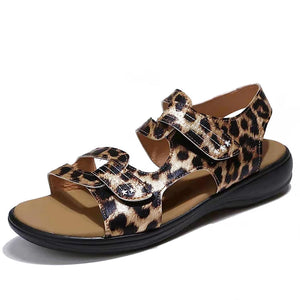 Lässige bequeme Damen-Sandalen aus Leder mit Klettverschluss