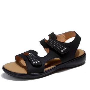 Lässige bequeme Damen-Sandalen aus Leder mit Klettverschluss
