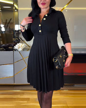 Laden Sie das Bild in den Galerie-Viewer, Einfarbiges, schmales Kleid mit Reversknopf