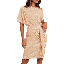 Laden Sie das Bild in den Galerie-Viewer, Schulterfreies Kleid mit Pailletten