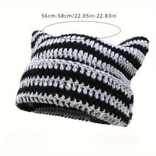 Laden Sie das Bild in den Galerie-Viewer, Warme Strickpullovermütze mit Katzenohren für den Winter