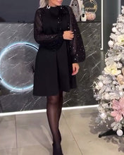 Laden Sie das Bild in den Galerie-Viewer, Modisches Kleid mit langen Ärmeln und Pailletten