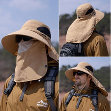 Laden Sie das Bild in den Galerie-Viewer, Herren-Sonnenhut mit breiter Krempe und abnehmbarer Gesichtsmaske