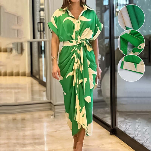 Lässiges Hemdkleid mit Reverskragen und Taillenaufdruck