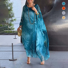 Laden Sie das Bild in den Galerie-Viewer, Elegantes Chiffonkleid mit Marmorprint