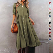 Laden Sie das Bild in den Galerie-Viewer, Midi-Hemdkleid mit Taschen