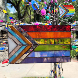 Fortschritts-Pride-Buntglasflagge