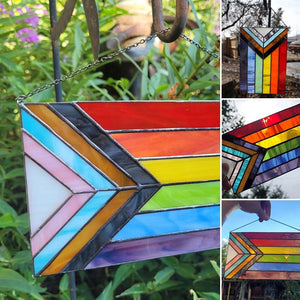 Fortschritts-Pride-Buntglasflagge