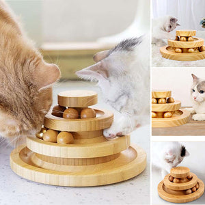 Katzenspielzeugkarussell aus Massivholz