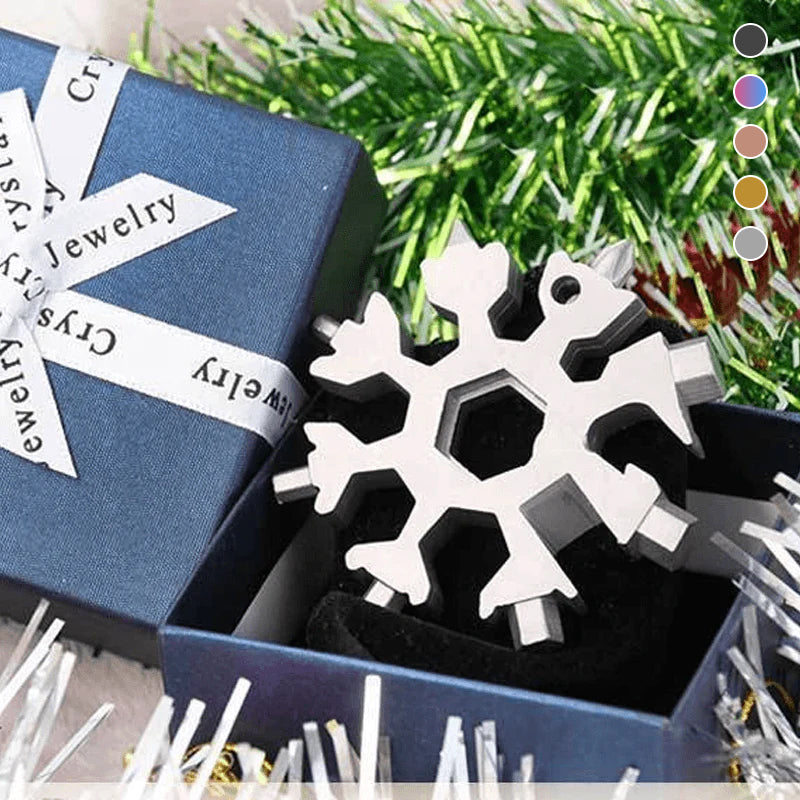 18-in-1-Multitool aus rostfreiem Stahl mit Schneeflocken