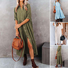 Laden Sie das Bild in den Galerie-Viewer, Midi-Hemdkleid mit Taschen