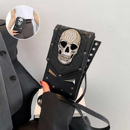 Punk Stil Totenkopf Mini Gürteltasche