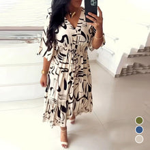Laden Sie das Bild in den Galerie-Viewer, Kleid mit V-Ausschnitt und Tintendruck