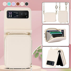 Kartenhalter aus Leder mit Reißverschluss für Samsung Galaxy Z Flip3/4/5