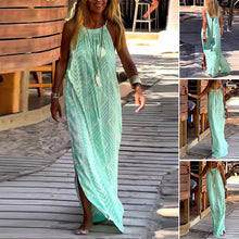 Laden Sie das Bild in den Galerie-Viewer, Bedrucktes langes Trägerkleid