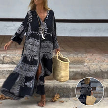 Laden Sie das Bild in den Galerie-Viewer, Langer Rock mit Ethno-Print und V-Ausschnitt