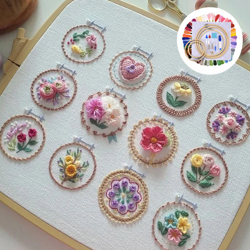 Kleines Blumenrahmen-Stickset