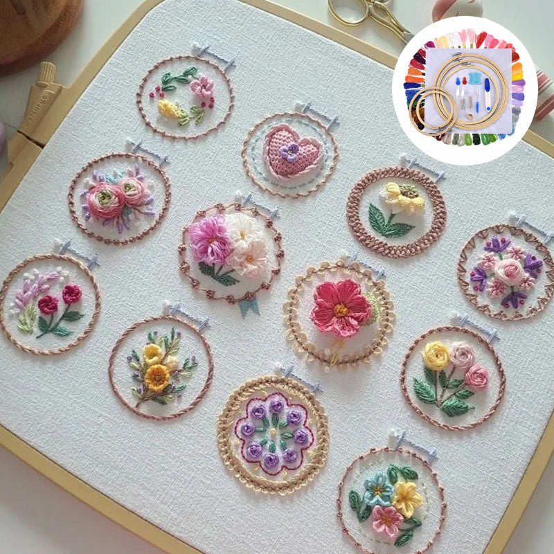 Kleines Blumenrahmen-Stickset