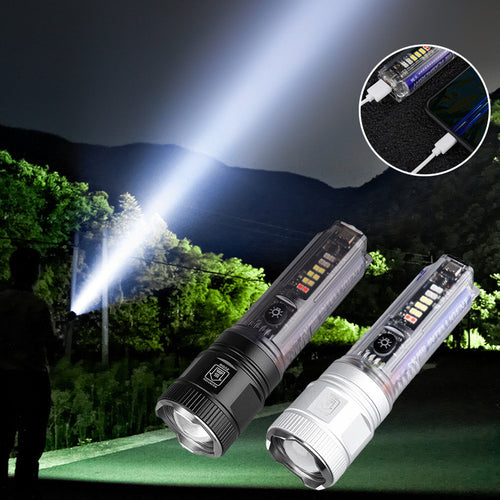 Superhelle laserzoombare Taschenlampe mit großer Reichweite