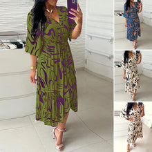 Laden Sie das Bild in den Galerie-Viewer, Kleid mit V-Ausschnitt und Tintendruck