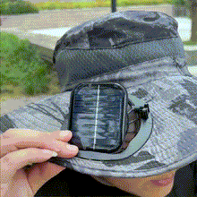 Laden Sie das Bild in den Galerie-Viewer, Solar- und USB-Ladeventilator Outdoor-Fischerhut