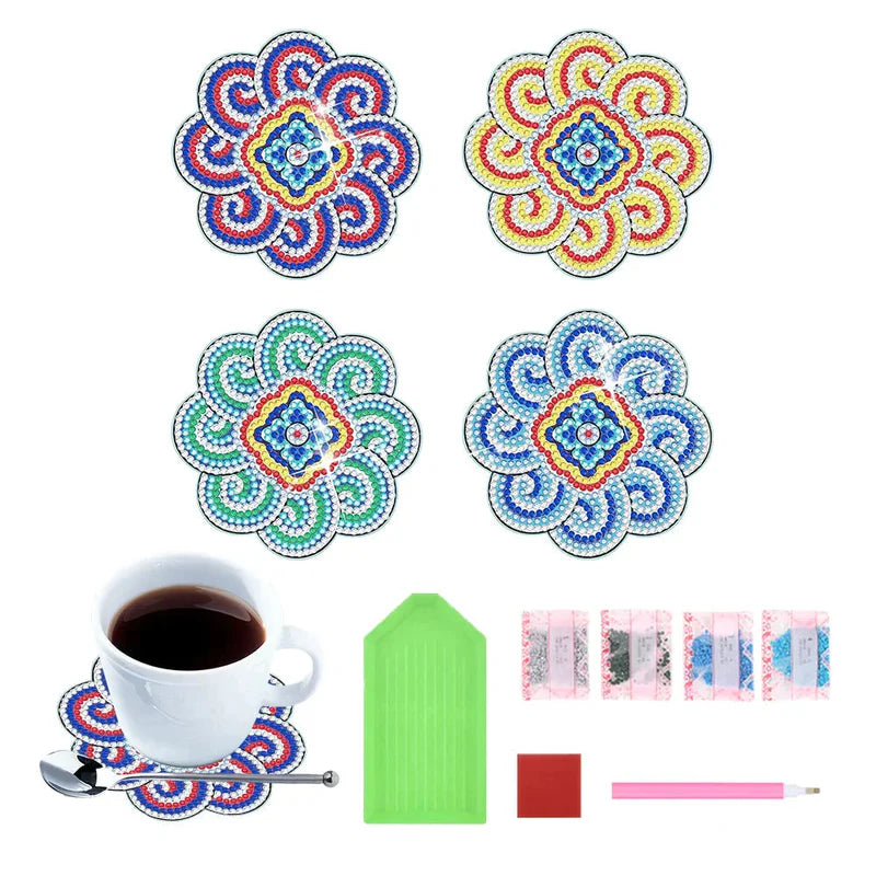 Untersetzer mit Diamantbemalung (Mandala)
