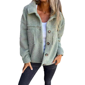 Einreihige Plüschjacke mit Revers