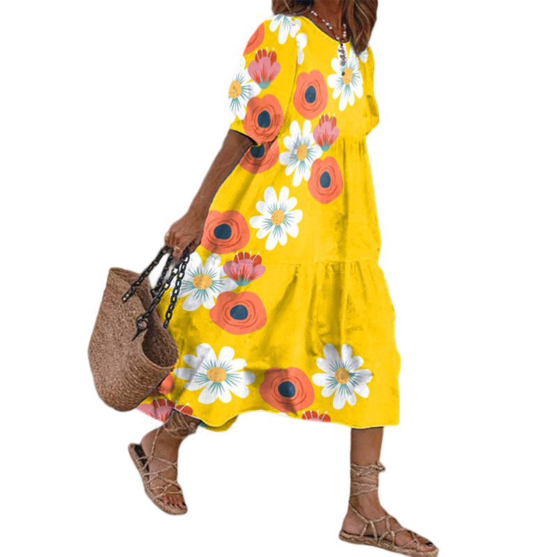 Lässig bedrucktes Patchworkkleid