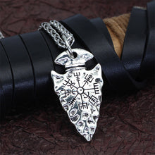 Laden Sie das Bild in den Galerie-Viewer, Odins Speer-Halskette mit Vegvisir-Symbol