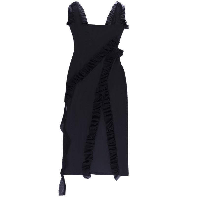 Trägerkleid mit Schlitz