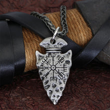 Laden Sie das Bild in den Galerie-Viewer, Odins Speer-Halskette mit Vegvisir-Symbol
