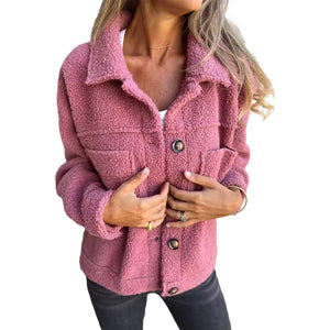 Einreihige Plüschjacke mit Revers