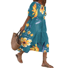 Laden Sie das Bild in den Galerie-Viewer, Lässig bedrucktes Patchworkkleid