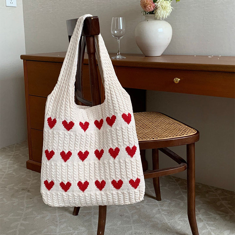 Herz-Schulter-Stricktasche