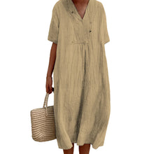 Laden Sie das Bild in den Galerie-Viewer, Damenkleid aus einfarbigem Baumwollleinen