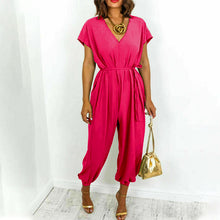 Laden Sie das Bild in den Galerie-Viewer, Sommer-Overall für Damen mit V-Ausschnitt und Bindebändern