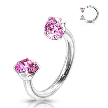 Laden Sie das Bild in den Galerie-Viewer, Hufeisenring mit Zirkonia und Gewindestäben für Piercings