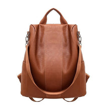 Laden Sie das Bild in den Galerie-Viewer, Diebstahlsicherer Lederrucksack für Damen