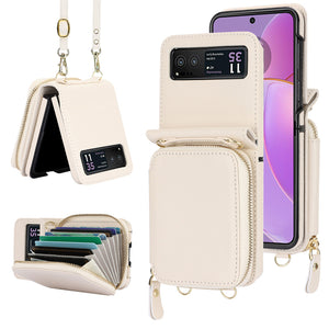 Kartenhalter aus Leder mit Reißverschluss für Samsung Galaxy Z Flip3/4/5