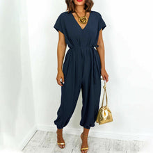Laden Sie das Bild in den Galerie-Viewer, Sommer-Overall für Damen mit V-Ausschnitt und Bindebändern